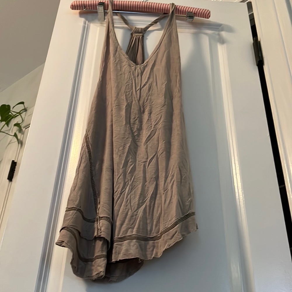Free People Taupe Racerback Tank Top